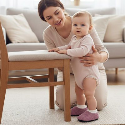Chaussons-bébé-fille-debout