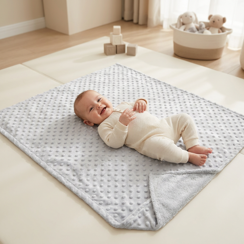 bebe-avec-la-couverture-polaire-bebe-grise