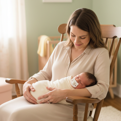 bebe-avec-tetine-incassable-et-maman-chaise-bercante