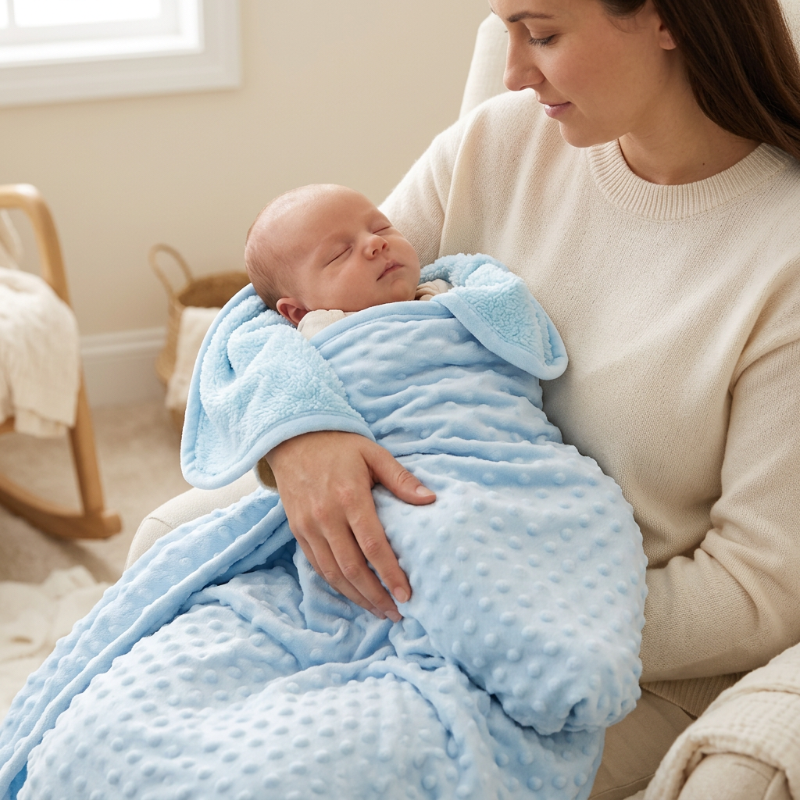 bebe-endormi-recouvert-de-la-couverture-polaire-bebe-bleue
