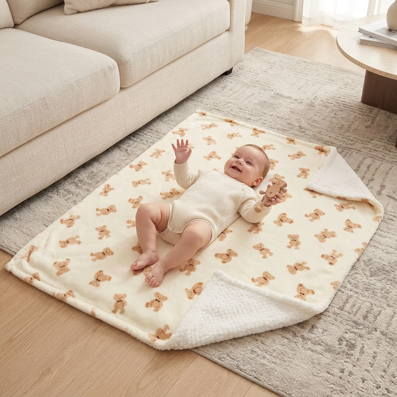 bebe-jouant-sur-la-couverture-polaire-bebe