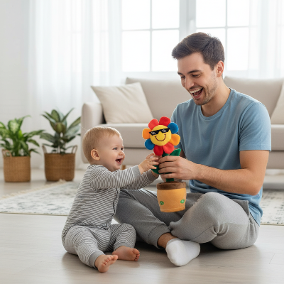cactus-bebe-papa-et-enfant-avec-la-fleur-multicolore