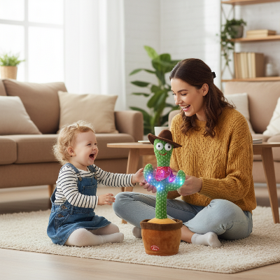 cactus-qui-chante-maman-et-enfant-avec-le-cactus-cowboy