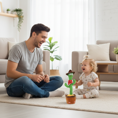 cactus-qui-chante-papa-et-enfant-avec-le-cactus-cowboy