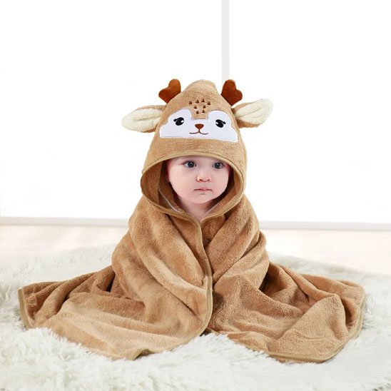 Cape de bain bébé brun