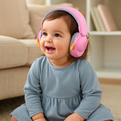 Casque-anti-bruit-bébé-rose 