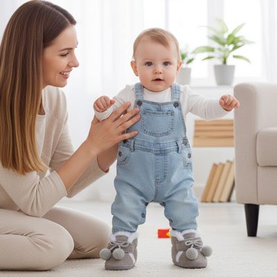 Chaussons-bebe-gris-parfait