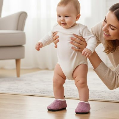 Chaussons-bébé-vieux-rose 
