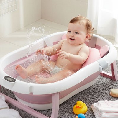 coussin-de-bain-bebe-rose-unis
