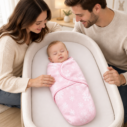 couverture-emmaillotage-bebe-les-deux-parents-aupres-du-bebe