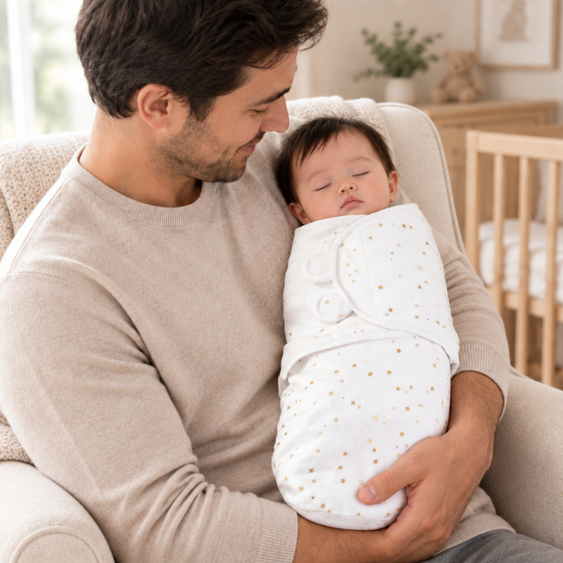 couverture-emmaillotage-bebe_papa-assis-sur-une-chaise-avec-son-bebe