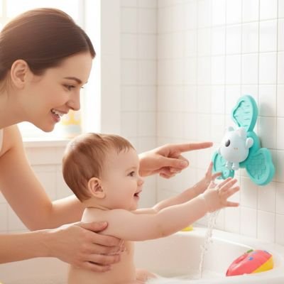 Jouet-baignoire-bebe-mécanisme-rotatif 