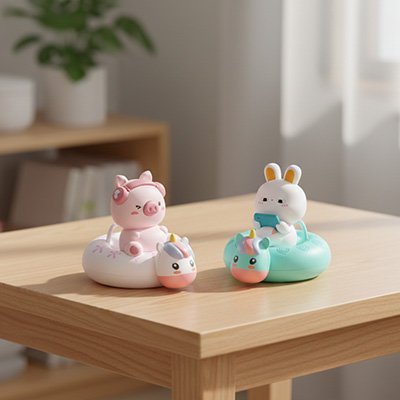 Jouet-de-bain-bebe-​cochon-et-lapin