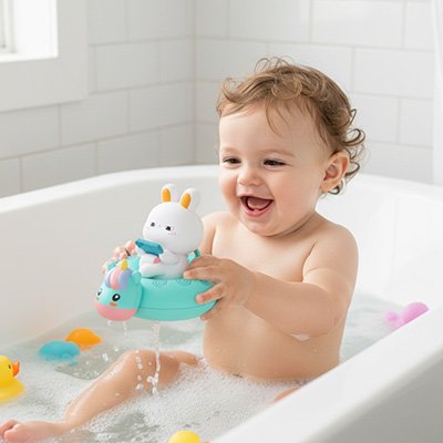Jouet-de-bain​-bebe-lapin-flotteur 