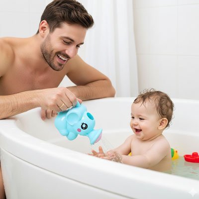 Jouet-de-bain-pour-bebe-avec-papa 