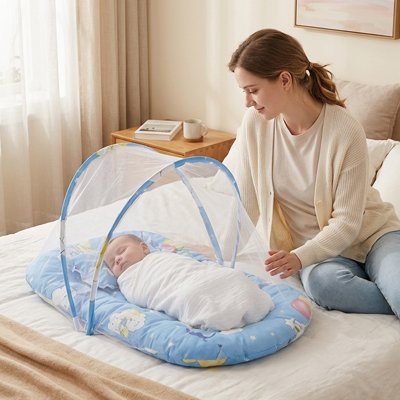 Lit-moustiquaire-bebe-bleu 