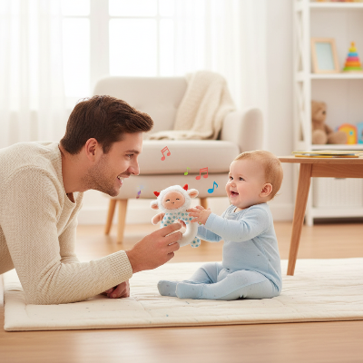 papa-et-bebe-hochet-bebe-mouton
